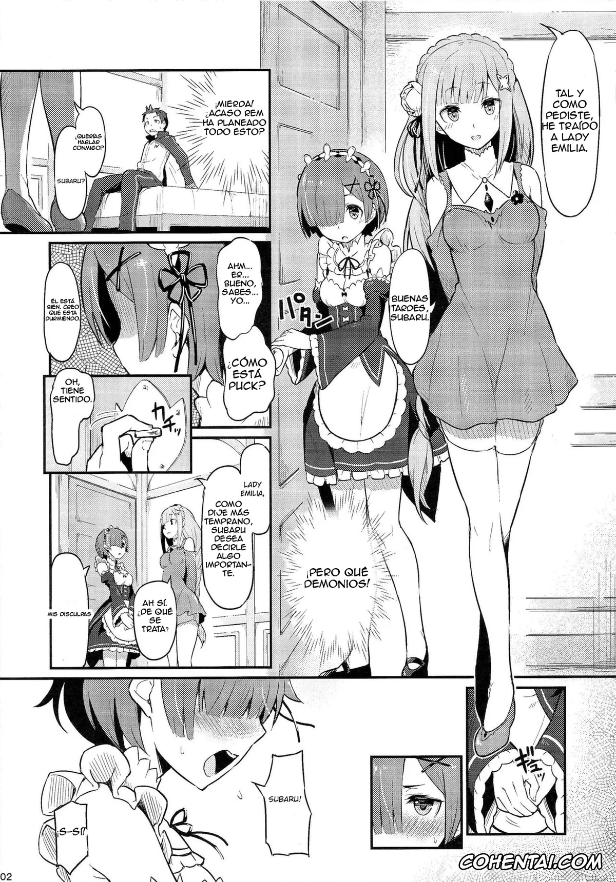 Re:Zero kara Hajimeru Isekai Seikatsu hentai, Emilia hentai, Rem hentai, Subaru Natsuki hentai, Rem no Emilia Kuttsuke Daisakusen (Re:Zero kara Hajimeru Isekai Seikatsu), pagina 3