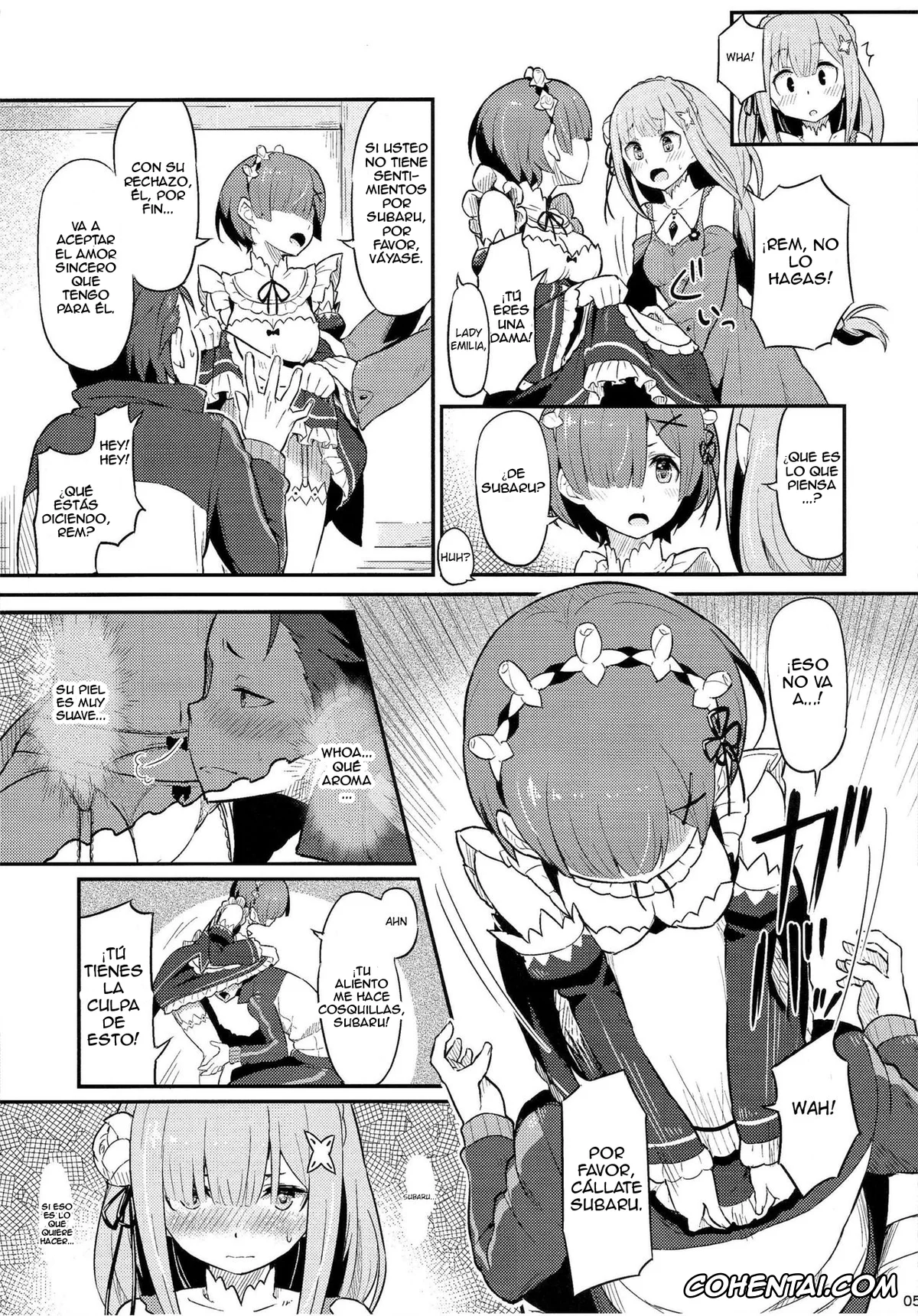 Re:Zero kara Hajimeru Isekai Seikatsu hentai, Emilia hentai, Rem hentai, Subaru Natsuki hentai, Rem no Emilia Kuttsuke Daisakusen (Re:Zero kara Hajimeru Isekai Seikatsu), pagina 6