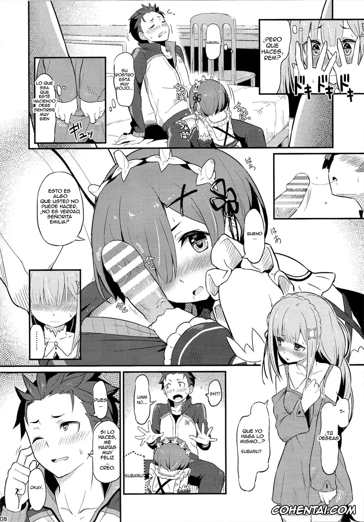 Re:Zero kara Hajimeru Isekai Seikatsu hentai, Emilia hentai, Rem hentai, Subaru Natsuki hentai, Rem no Emilia Kuttsuke Daisakusen (Re:Zero kara Hajimeru Isekai Seikatsu), pagina 9