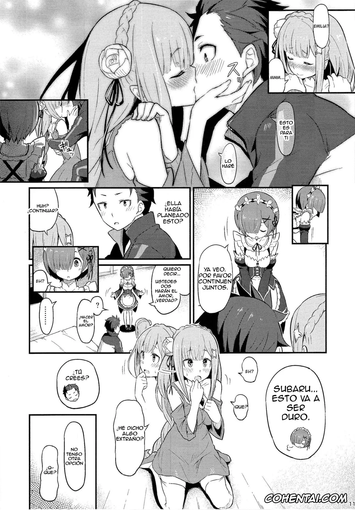 Re:Zero kara Hajimeru Isekai Seikatsu hentai, Emilia hentai, Rem hentai, Subaru Natsuki hentai, Rem no Emilia Kuttsuke Daisakusen (Re:Zero kara Hajimeru Isekai Seikatsu), pagina 12