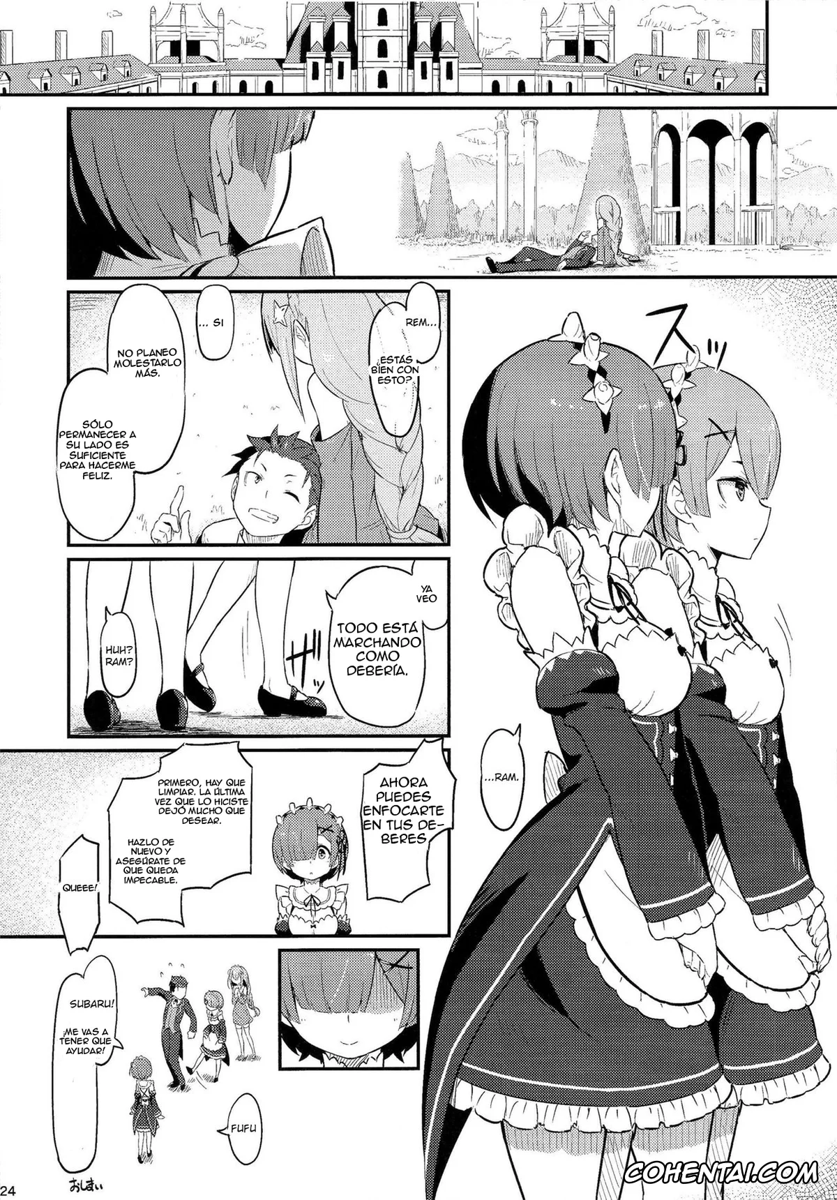 Re:Zero kara Hajimeru Isekai Seikatsu hentai, Emilia hentai, Rem hentai, Subaru Natsuki hentai, Rem no Emilia Kuttsuke Daisakusen (Re:Zero kara Hajimeru Isekai Seikatsu), pagina 24