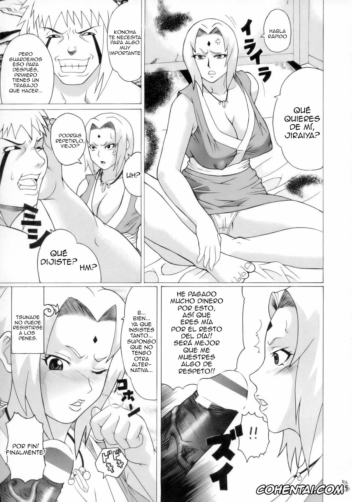 NARUTO xxx, Jiraiya xxx, Tsunade xxx, Nurunuru Namekuji Hime 3-bon Shoubu (Ivy to Tsunade o Yaru Dake no Hon) (Naruto), pagina 4