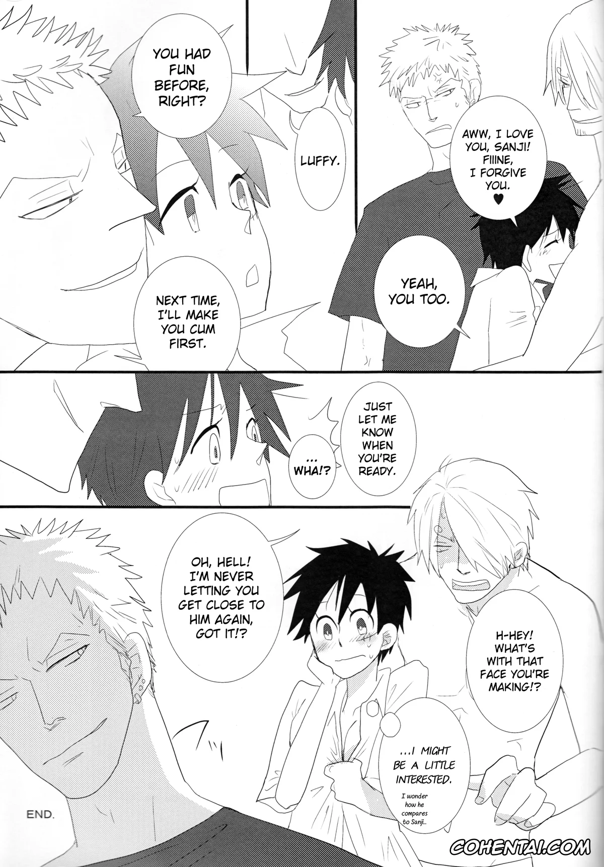 One Piece xxx, Monkey D. Luffy xxx, Roronoa Zoro xxx, Sanji Vinsmoke xxx, Triple Summer (One Piece), pagina 28