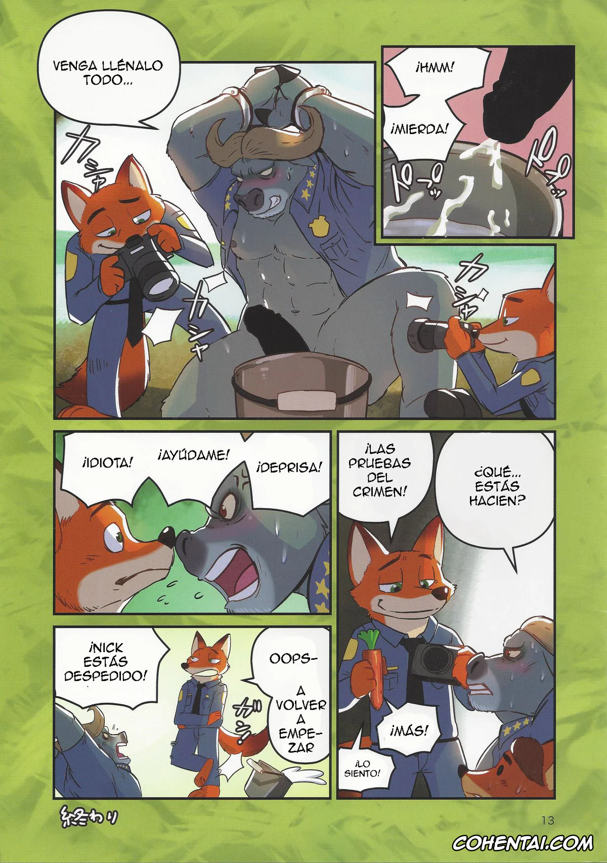 Zootopia hentai, Chief Bogo hentai, Gideon Grey hentai, Bogo to Nick no Yarisugi Sousa (Zootopia), pagina 12