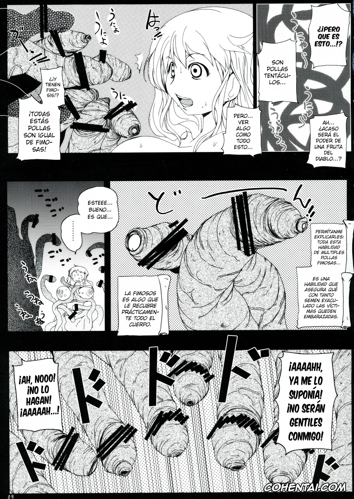 One Piece hentai, Nami hentai, Chinchin no Mi! Saiin Haramase Shokushu Nouryokusha (One Piece), pagina 9