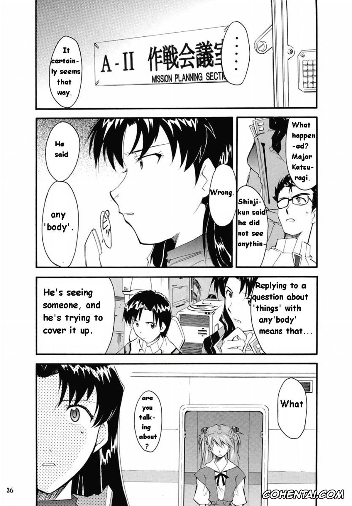 Neon Genesis Evangelion xxx, Asuka Langley Soryu xxx, Gendo Ikari xxx, Makoto Hyuga xxx, Maya Ibuki xxx, Misato Katsuragi xxx, Rei Ayanami xxx, Shigeru Aoba xxx, Shinji Ikari xxx, RE-TAKE 2 (Neon Genesis Evangelion), pagina 34