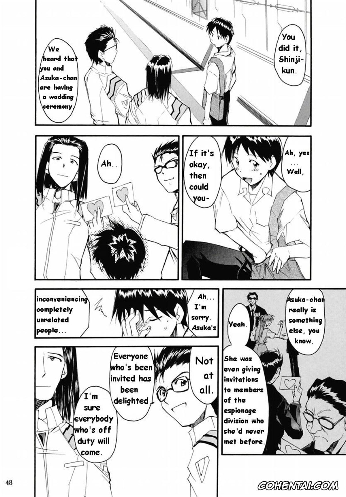 Neon Genesis Evangelion xxx, Asuka Langley Soryu xxx, Gendo Ikari xxx, Makoto Hyuga xxx, Maya Ibuki xxx, Misato Katsuragi xxx, Rei Ayanami xxx, Shigeru Aoba xxx, Shinji Ikari xxx, RE-TAKE 2 (Neon Genesis Evangelion), pagina 46