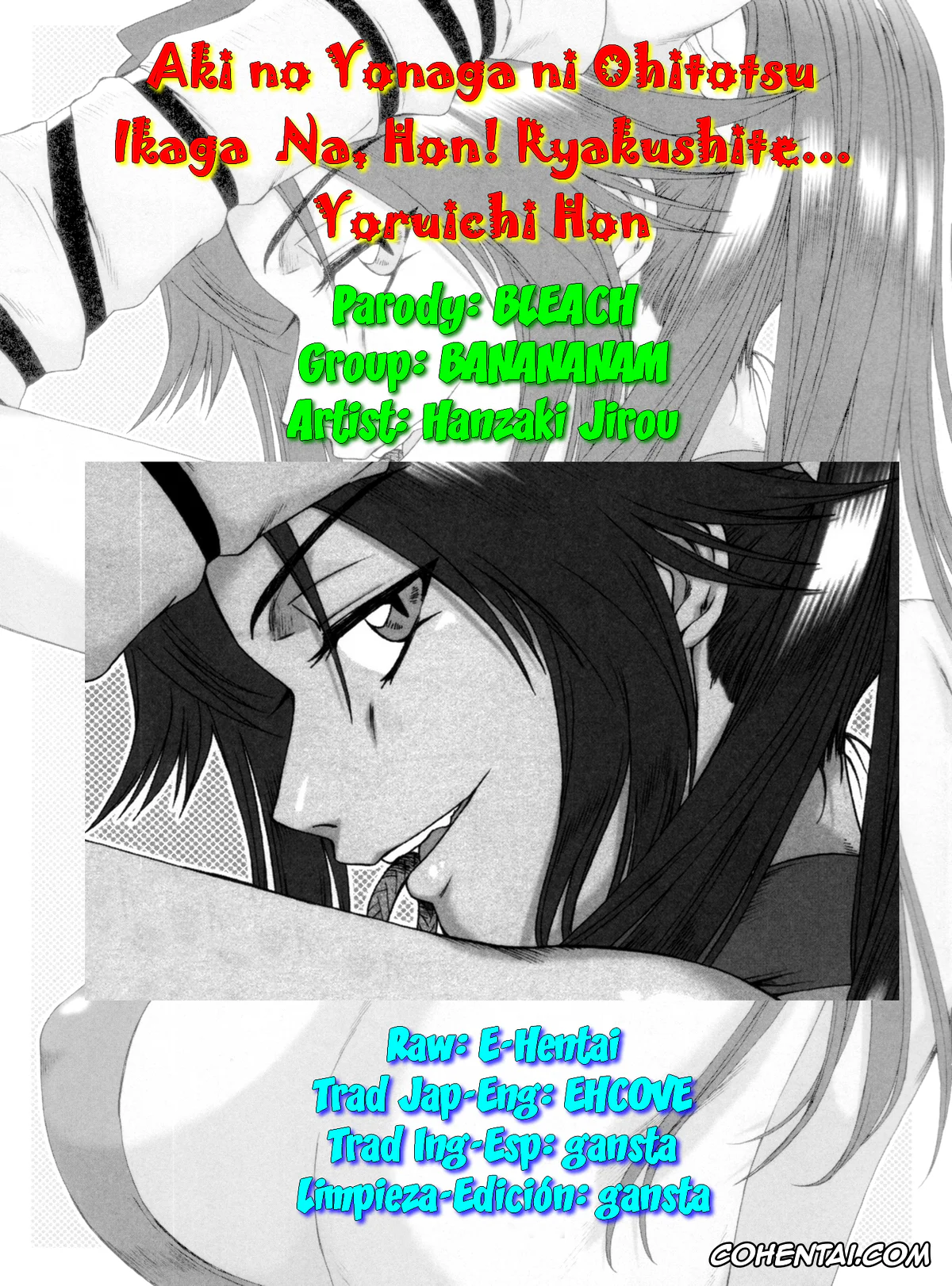 Bleach hentai, Ichigo Kurosaki hentai, Yoruichi Shihoin hentai, Aki no Yonaga ni Ohitotsu Ikaga? Na, Hon! Ryakushite… «Yoruichi Hon» (Bleach), pagina 9