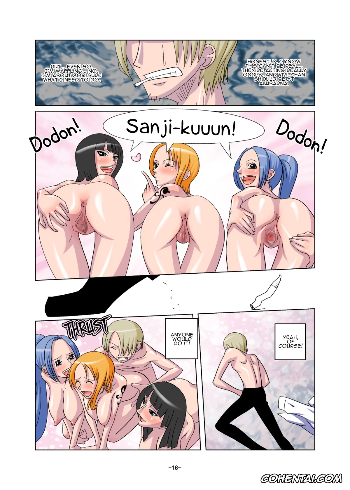 Berserk xxx, One Piece xxx, Monkey D. Luffy xxx, Nami xxx, Nico Robin xxx, Sanji Vinsmoke xxx, Usopp xxx, Vivi Nefertari xxx, Shoku no Utage (One Piece), pagina 16