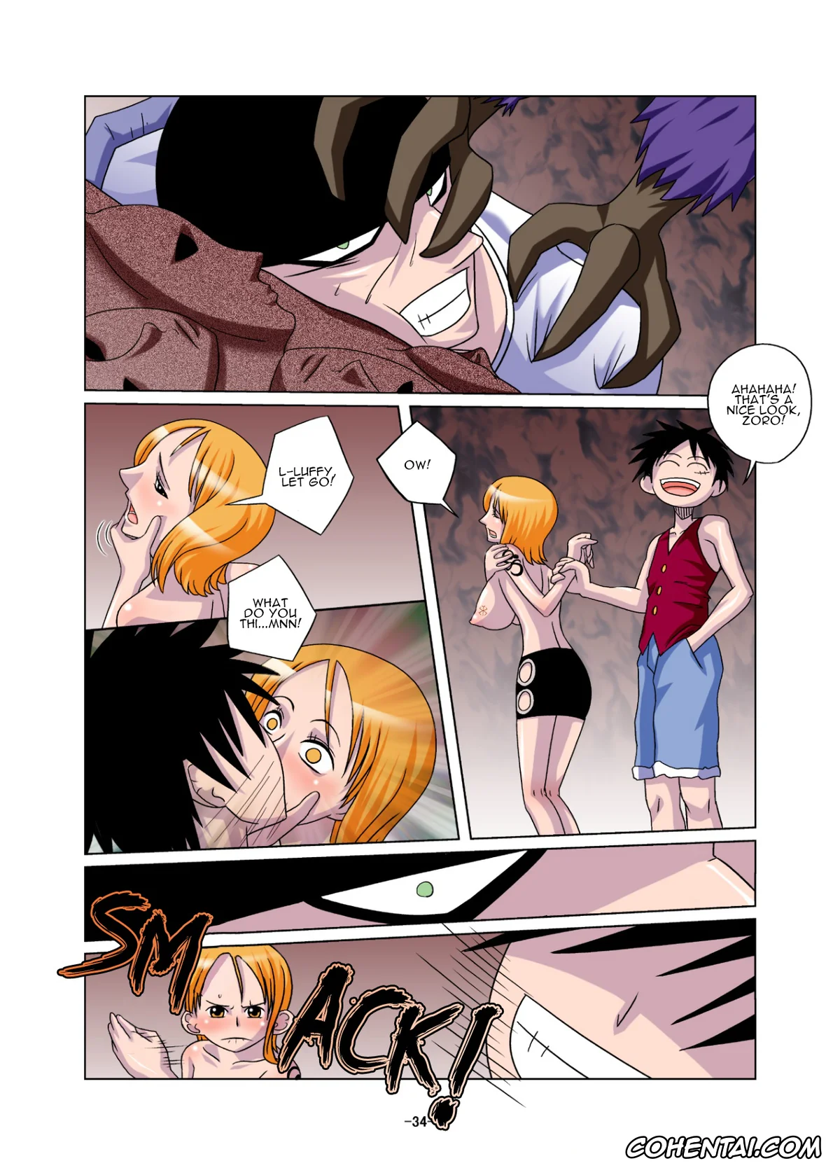 Berserk xxx, One Piece xxx, Monkey D. Luffy xxx, Nami xxx, Nico Robin xxx, Sanji Vinsmoke xxx, Usopp xxx, Vivi Nefertari xxx, Shoku no Utage (One Piece), pagina 34