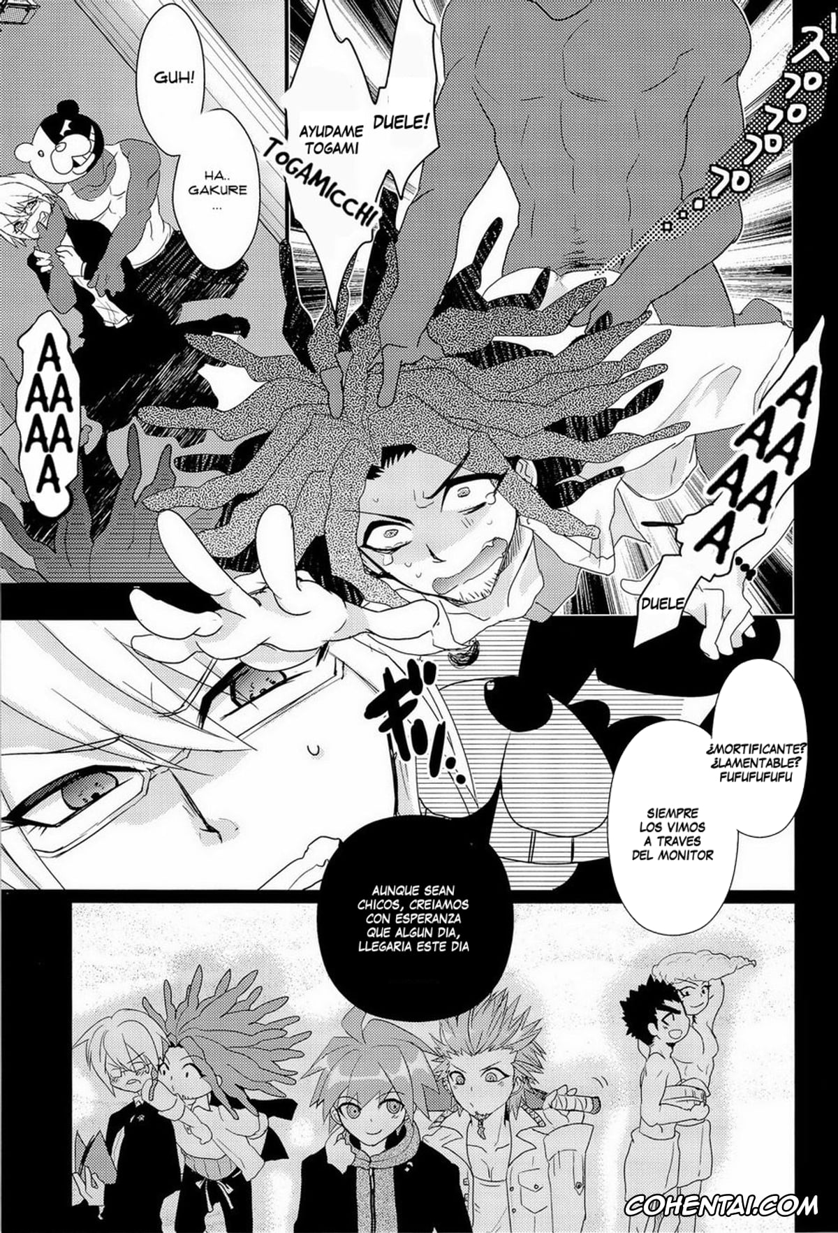 Danganronpa xxx, Kiyotaka Ishimaru xxx, Leon Kuwata xxx, Makoto Naegi xxx, Mondo Oowada xxx, Yasuhiro Hagakure xxx, Unbreakable (Danganronpa), pagina 25