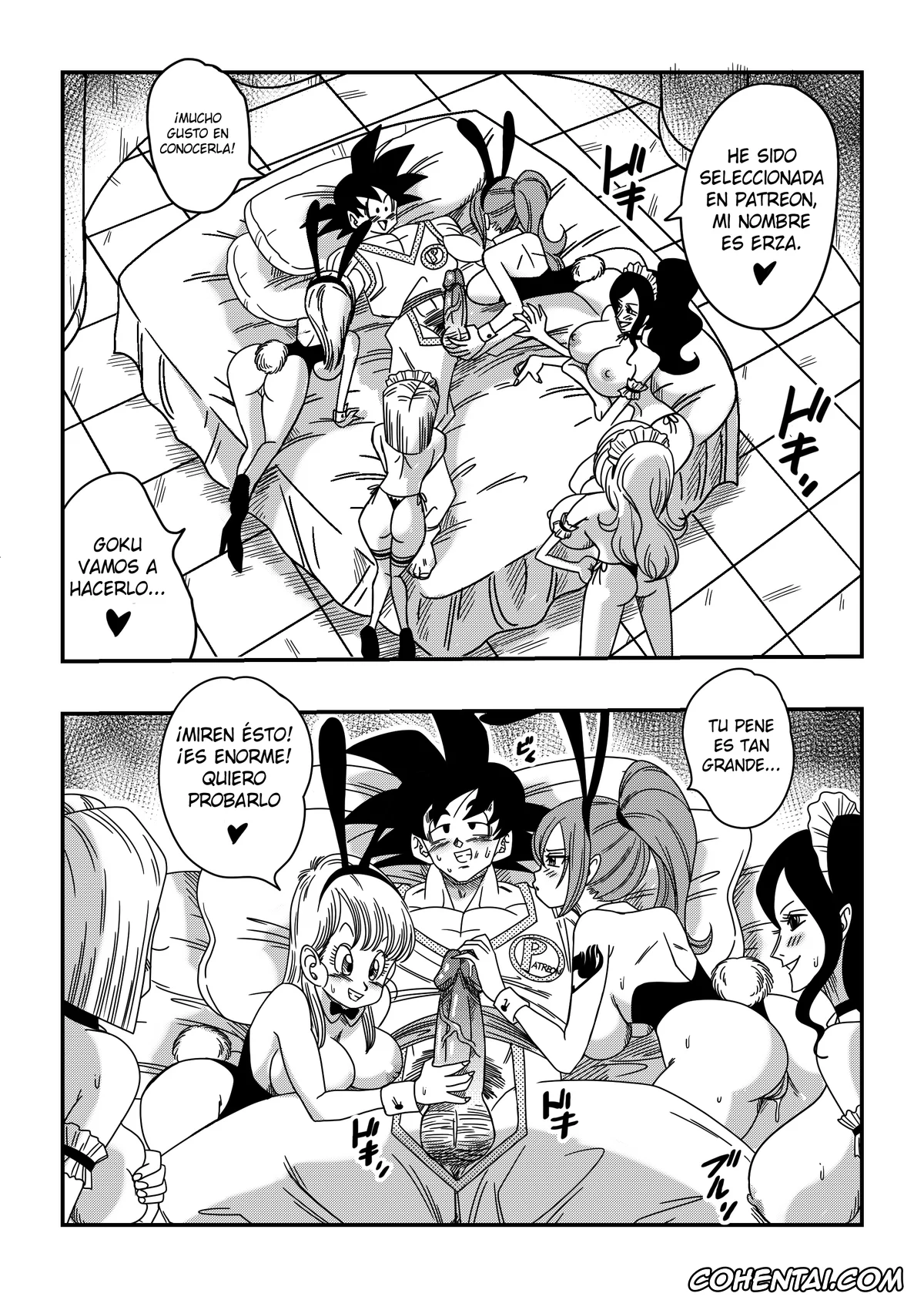 Dragon Ball Z porno, Fairy Tail porno, One Piece porno, Android 18 porno, Bulma Briefs porno, Chi Chi porno, Erza Scarlet porno, Nami porno, Nico Robin porno, Son Goku porno, Doujinshi Especial Harem de los Patreon (Dragon Ball Z, Fairy Tail, One piece), pagina 2