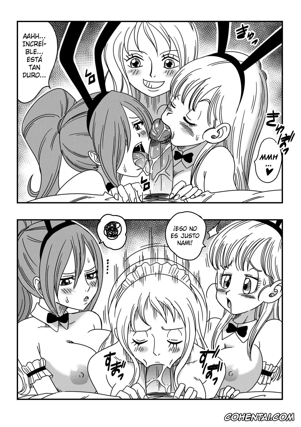Dragon Ball Z hentai, Fairy Tail hentai, One Piece hentai, Android 18 hentai, Bulma Briefs hentai, Chi Chi hentai, Erza Scarlet hentai, Nami hentai, Nico Robin hentai, Son Goku hentai, Doujinshi Especial Harem de los Patreon (Dragon Ball Z, Fairy Tail, One piece), pagina 3