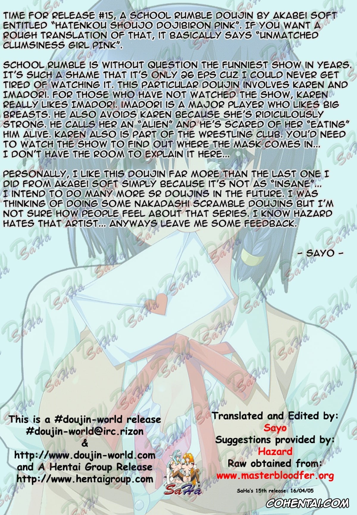 School Rumble porno, Karen Ichijou porno, Hatenkou Shoujo Dojibiron PINK (School Rumble), pagina 5