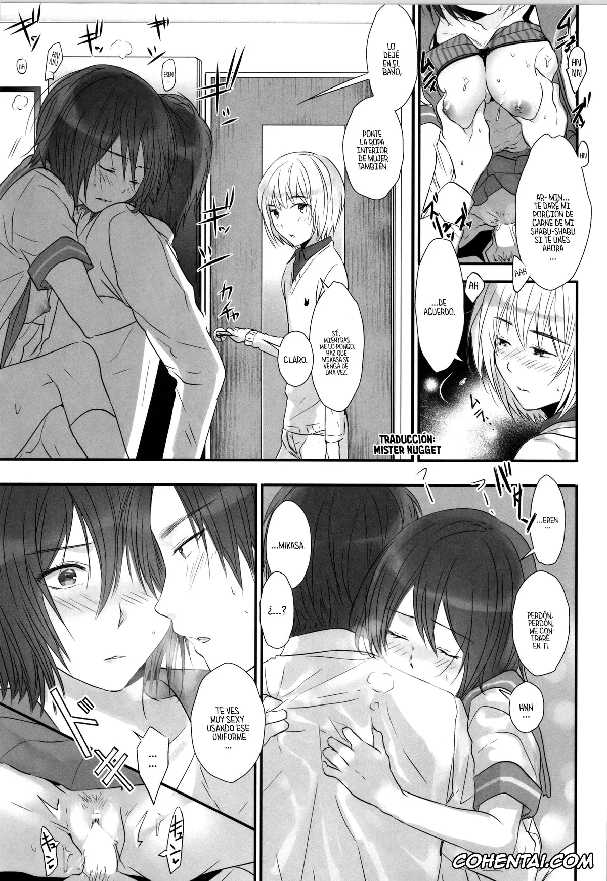 Shingeki No Kyojin | Attack On Titan hentai, Armin Arlert hentai, Eren Jaeger hentai, Mikasa Ackerman hentai, 3P (Shingeki no Kyojin), pagina 9