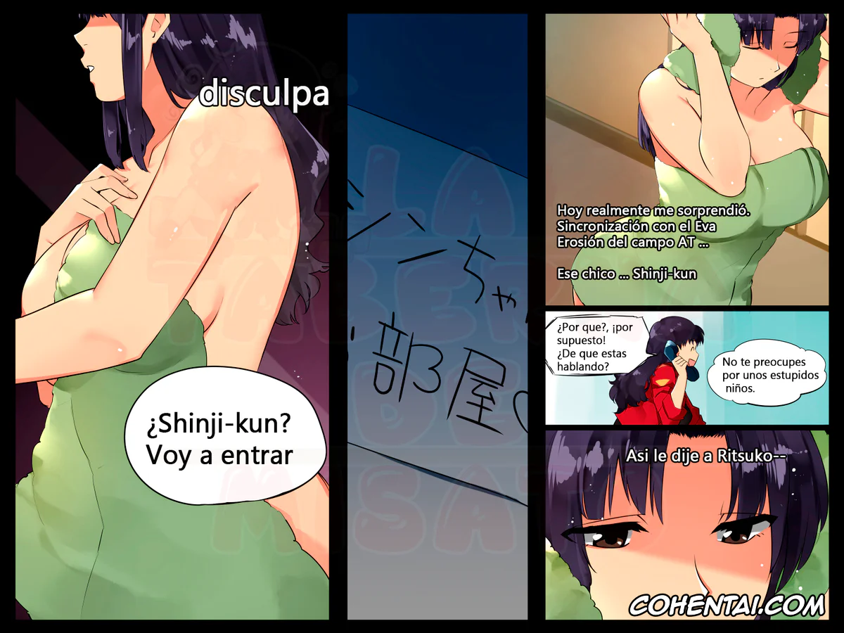 Neon Genesis Evangelion xxx, Misato Katsuragi xxx, Shinji Ikari xxx, Misato trying to entangle Shinji, pagina 1
