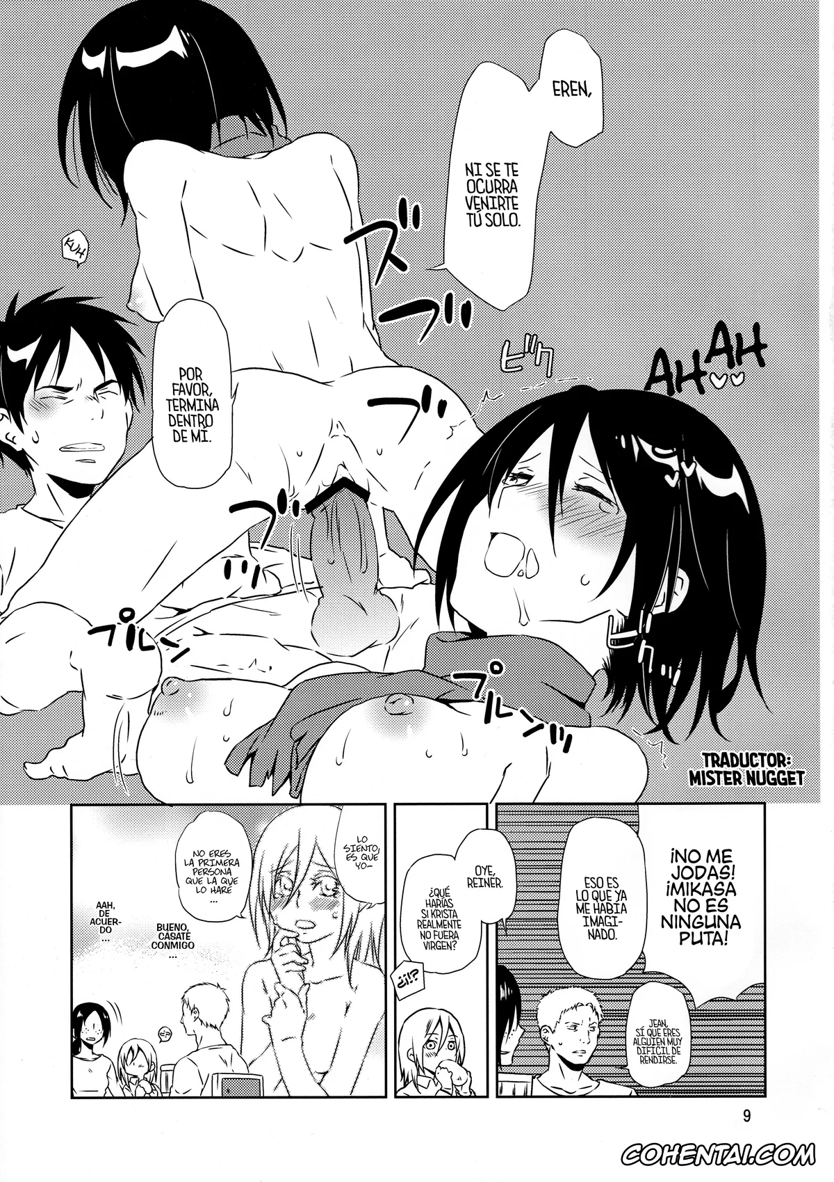 Shingeki No Kyojin | Attack On Titan hentai, Armin Arlert hentai, Eren Jaeger hentai, Hange Zoe hentai, Jean Kirschtein hentai, Krista Lenz hentai, Levi Ackerman hentai, Mikasa Ackerman hentai, Reiner Braun hentai, Ymir hentai, Koui no Saichuu mo Muffler wa Kanarazu Chakuyou no Koto (Shingeki no Kyojin), pagina 9