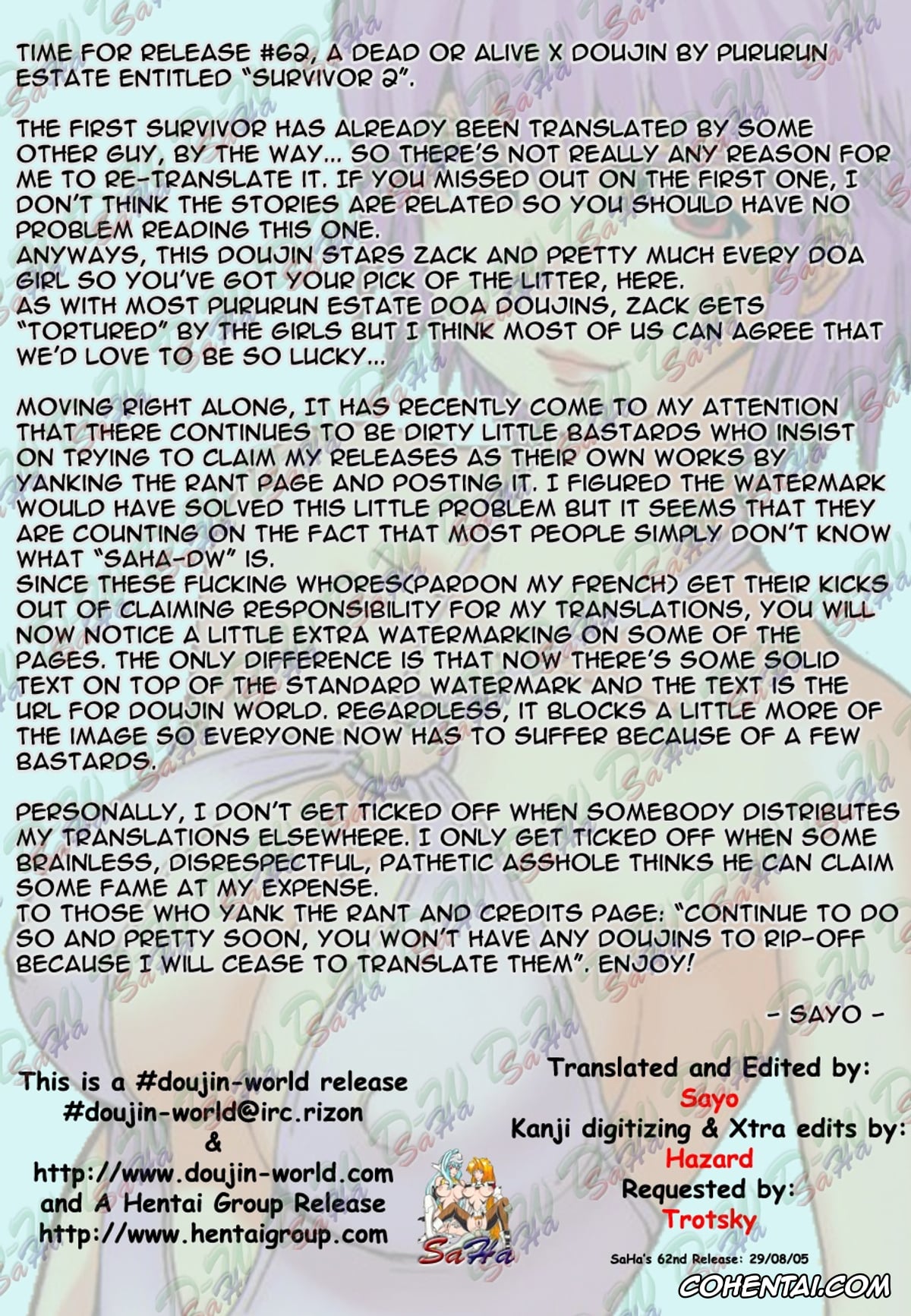 Dead or Alive xxx, Ayane xxx, Christie xxx, Hitomi xxx, Kasumi xxx, Lei Fang xxx, Tina Armstrong xxx, Zack xxx, SURVIVOR 2nd!! ~Hadashi no Venus~ (Dead or Alive Xtreme Beach Volleyball), pagina 4