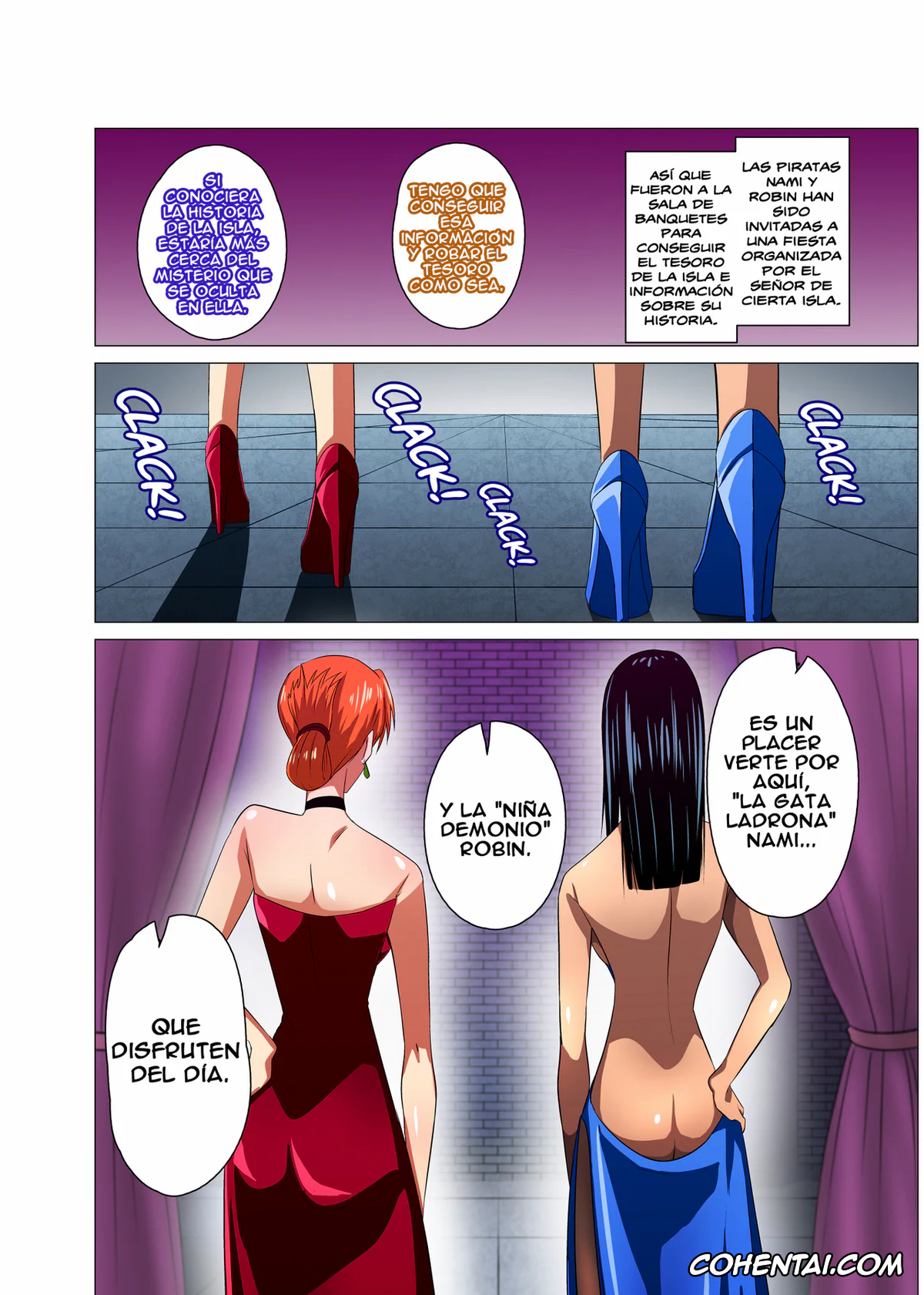 One Piece porno, Nami porno, Nico Robin porno, Onna Kaizoku ga Himitsu no Settai (One Piece), pagina 2