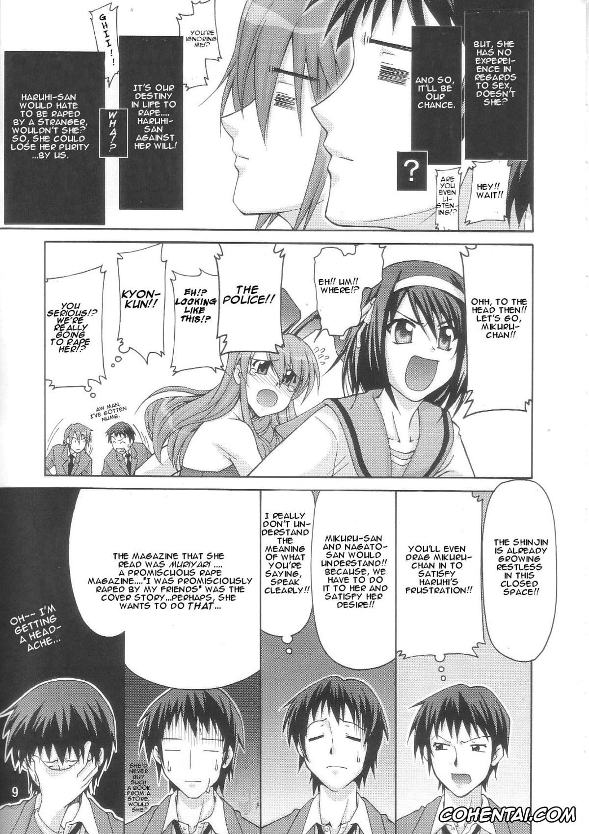 The Melancholy Of Haruhi Suzumiya | Suzumiya Haruhi No Yuuutsu hentai, Haruhi Suzumiya hentai, Kyon hentai, Mikuru Asahina hentai, Yuki Nagato hentai, SOS-Dan Shiki Sekai Kyuushutsu (The Melancholy of Haruhi Suzumiya), pagina 9