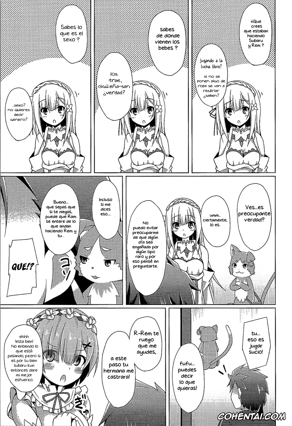 Re:Zero kara Hajimeru Isekai Seikatsu hentai, Emilia hentai, Rem hentai, Subaru Natsuki hentai, Oshiete Rem Sensei – Emilia-tan to Manabu Hajimete no SEX (Re:Zero kara Hajimeru Isekai Seikatsu), pagina 6