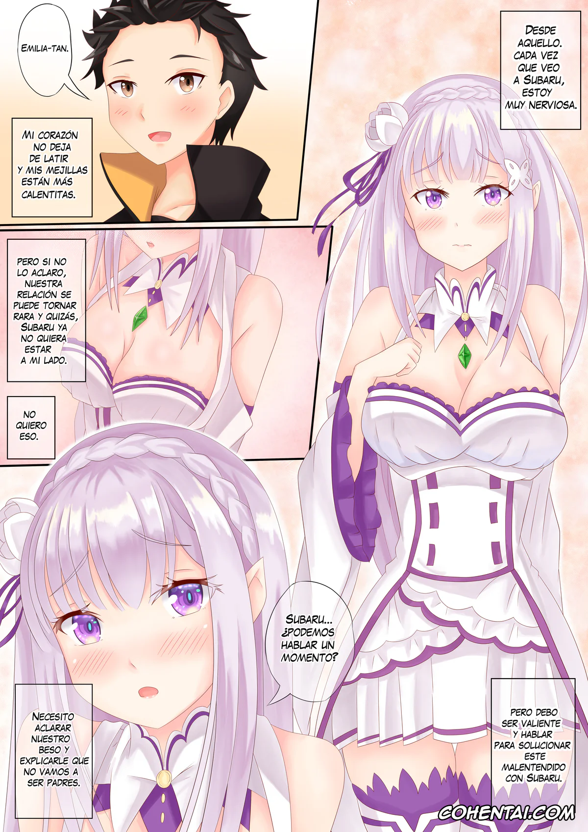 Re:Zero kara Hajimeru Isekai Seikatsu xxx, Emilia xxx, Subaru Natsuki xxx, Mi amado caballero (Re:Zero kara Hajimeru Isekai Seikatsu), pagina 1