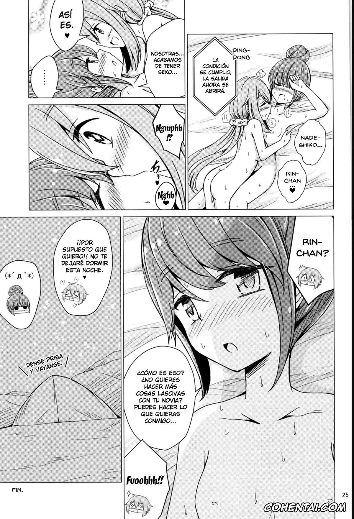 Yuru Camp | Laid-Back Camp hentai, Nadeshiko Kagamihara hentai, Rin Shima hentai, Sex Shinai to Derenai Tent ni Tojikomerareta NadeRin (Yuru Camp), pagina 24
