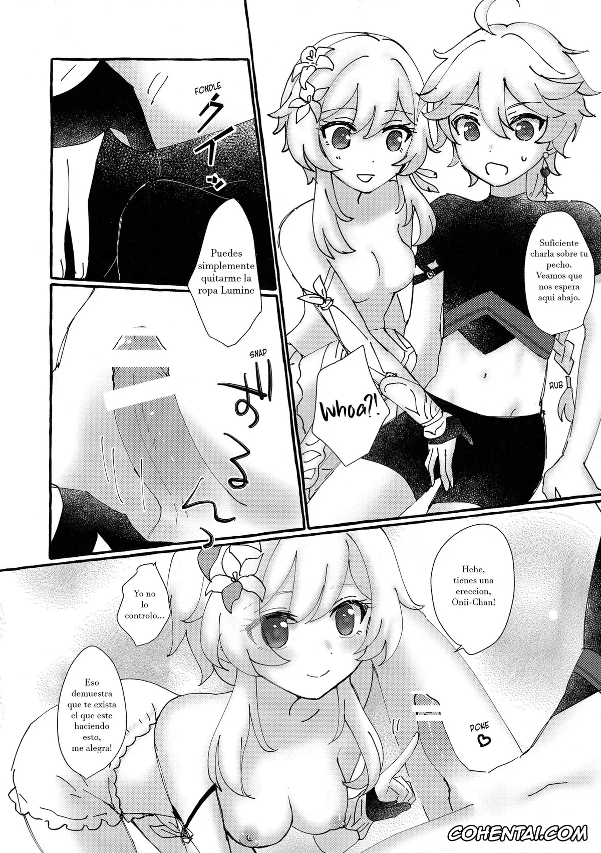 Genshin Impact hentai, Aether hentai, Lumine hentai, Futari de Manegoto. (Genshin Impact), pagina 15