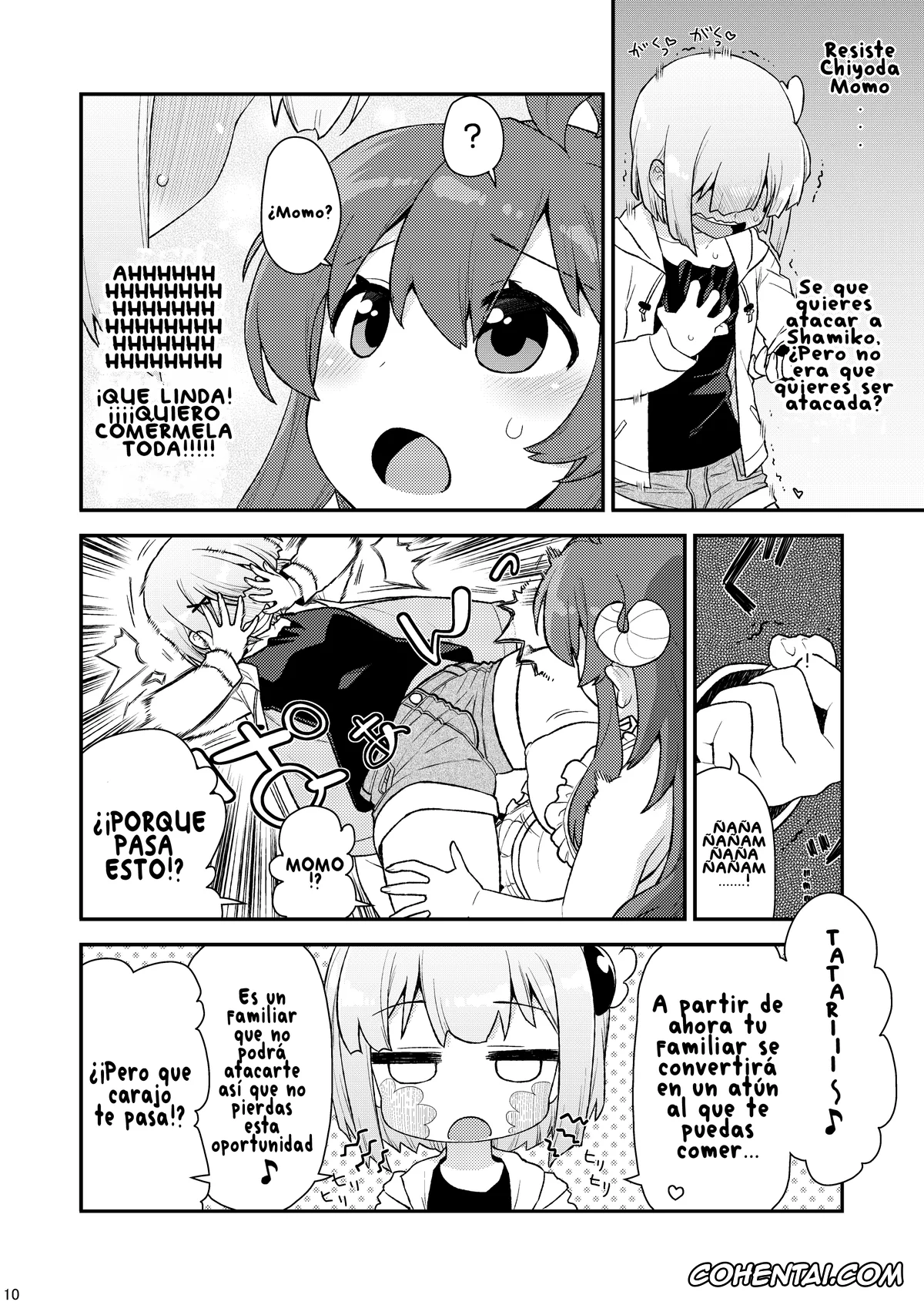 Machikado Mazoku | The Demon Girl Next Door hentai, Momo Chiyoda hentai, Yuko Yoshida | Shamiko hentai, Momo-san no Akarui Shami-ochi Keikaku (Machikado Mazoku), pagina 9