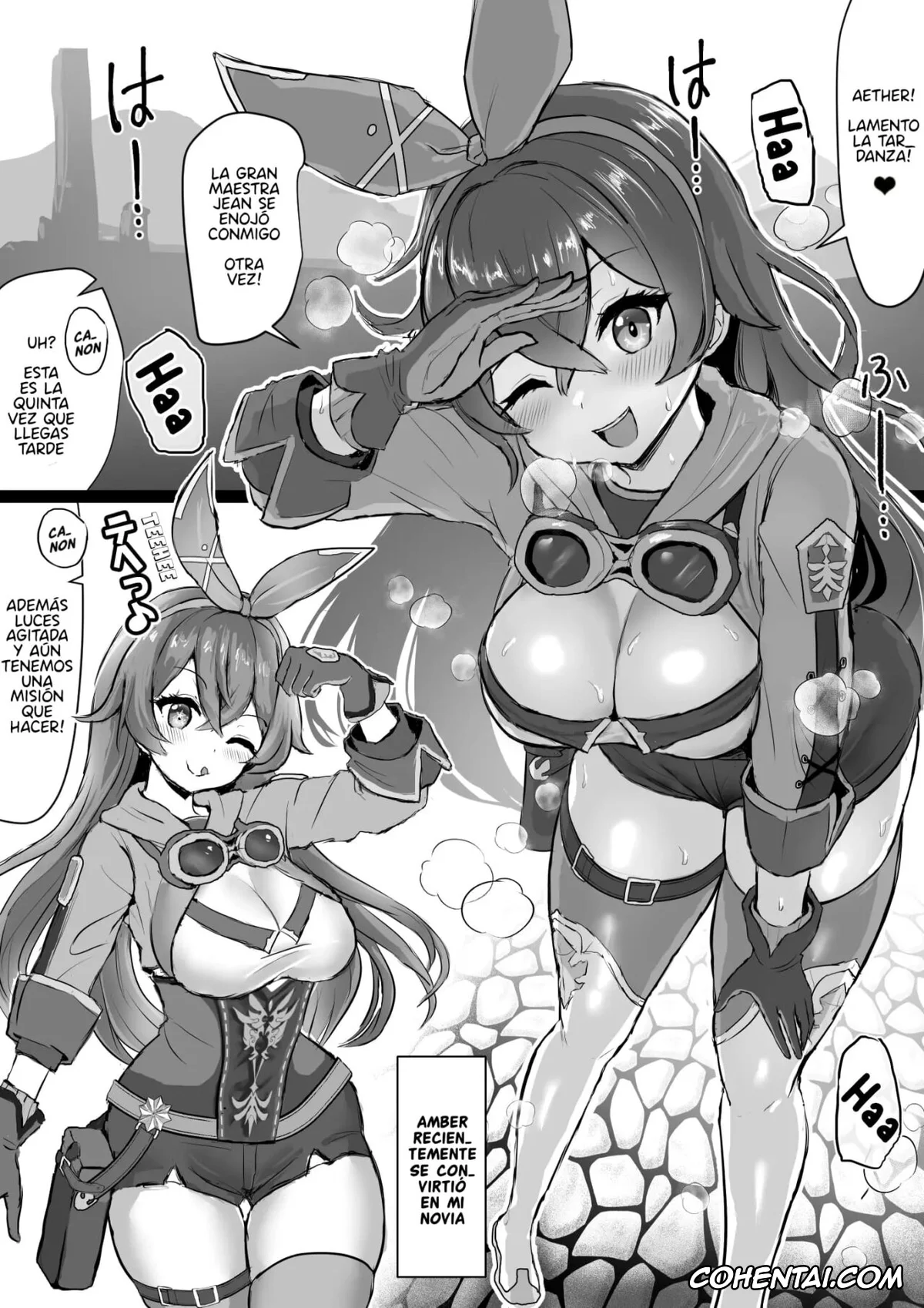 Genshin Impact xxx, Aether xxx, Amber xxx, Venti xxx, Amber ga Venti ni Netorareru Hanashi (Genshin Impact), pagina 1