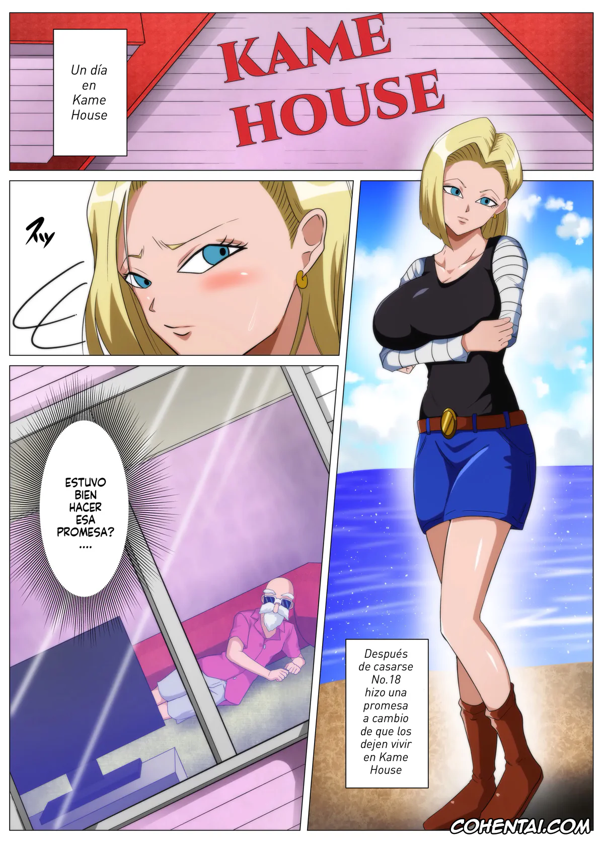 Dragon Ball Z hentai, Android 18 hentai, Master Roshi hentai, Oolong hentai, Ero Jii-san to Ecchi na Keiyaku o Shita Bakunyuu Hitozuma (Dragon Ball Z), pagina 3