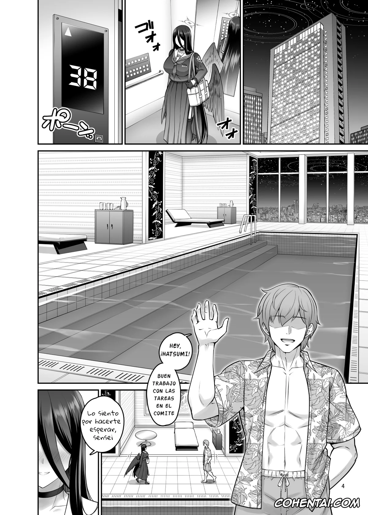Blue Archive hentai, Hasumi Hanekawa hentai, Sensei hentai, Mikkai Poolside (Blue Archive), pagina 3