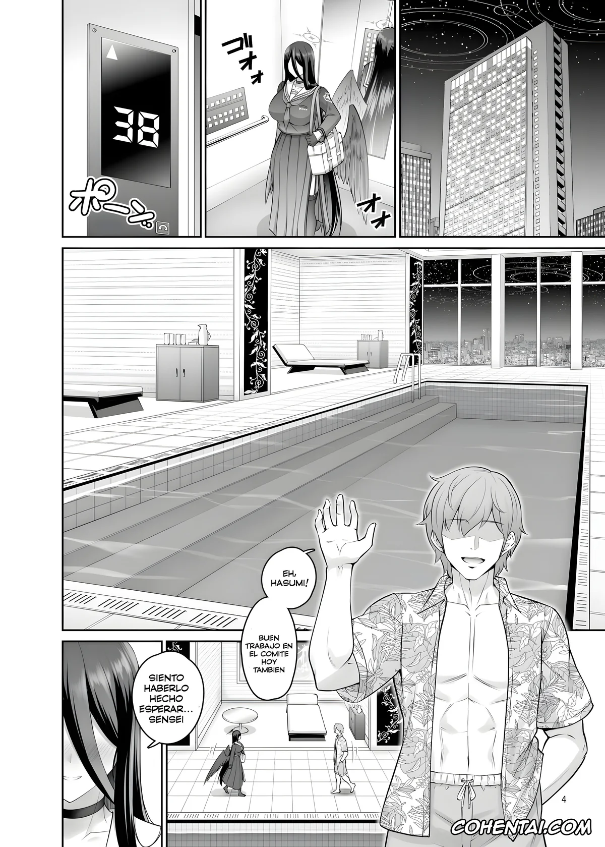 Blue Archive hentai, Hasumi Hanekawa hentai, Sensei hentai, Mikkai Poolside (Blue Archive), pagina 3
