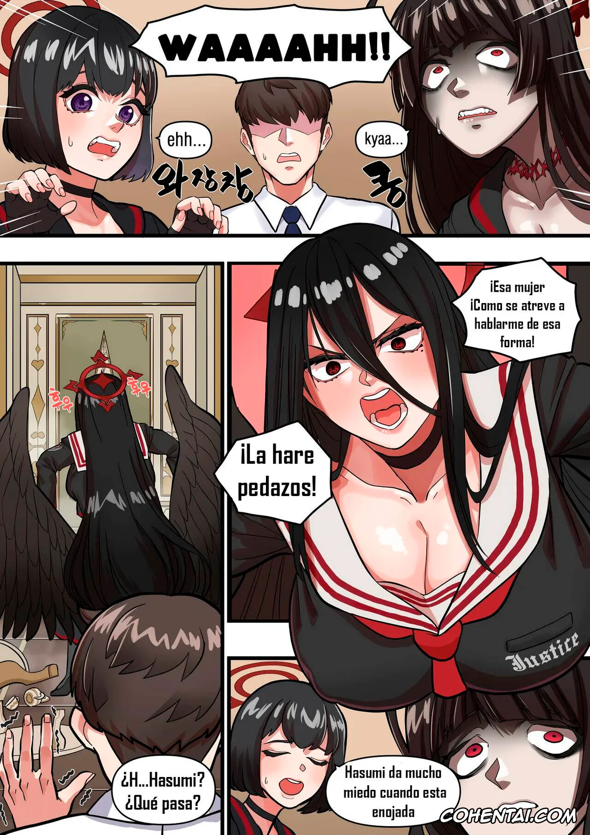 Blue Archive xxx, Hasumi Hanekawa xxx, Sensei xxx, Hasumi Enraged! (Blue Archive), pagina 1