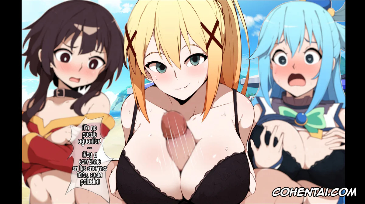 Kono Subarashii Sekai ni Syukufuku o! hentai, Aqua hentai, Darkness | Lalatina Ford Dustiness hentai, Megumin hentai, Vacaciones en la playa con Aqua, Megumin y Darkness (Kono Subarashii Sekai ni Syukufuku o!), pagina 3