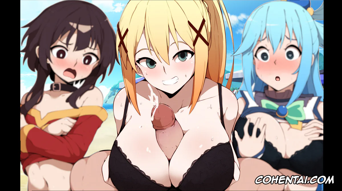 Kono Subarashii Sekai ni Syukufuku o! xxx, Aqua xxx, Darkness | Lalatina Ford Dustiness xxx, Megumin xxx, Vacaciones en la playa con Aqua, Megumin y Darkness (Kono Subarashii Sekai ni Syukufuku o!), pagina 4