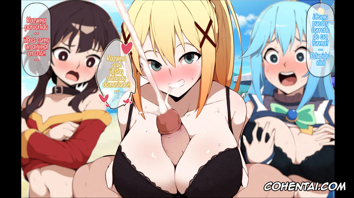 Kono Subarashii Sekai ni Syukufuku o! porno, Aqua porno, Darkness | Lalatina Ford Dustiness porno, Megumin porno, Vacaciones en la playa con Aqua, Megumin y Darkness (Kono Subarashii Sekai ni Syukufuku o!), pagina 5