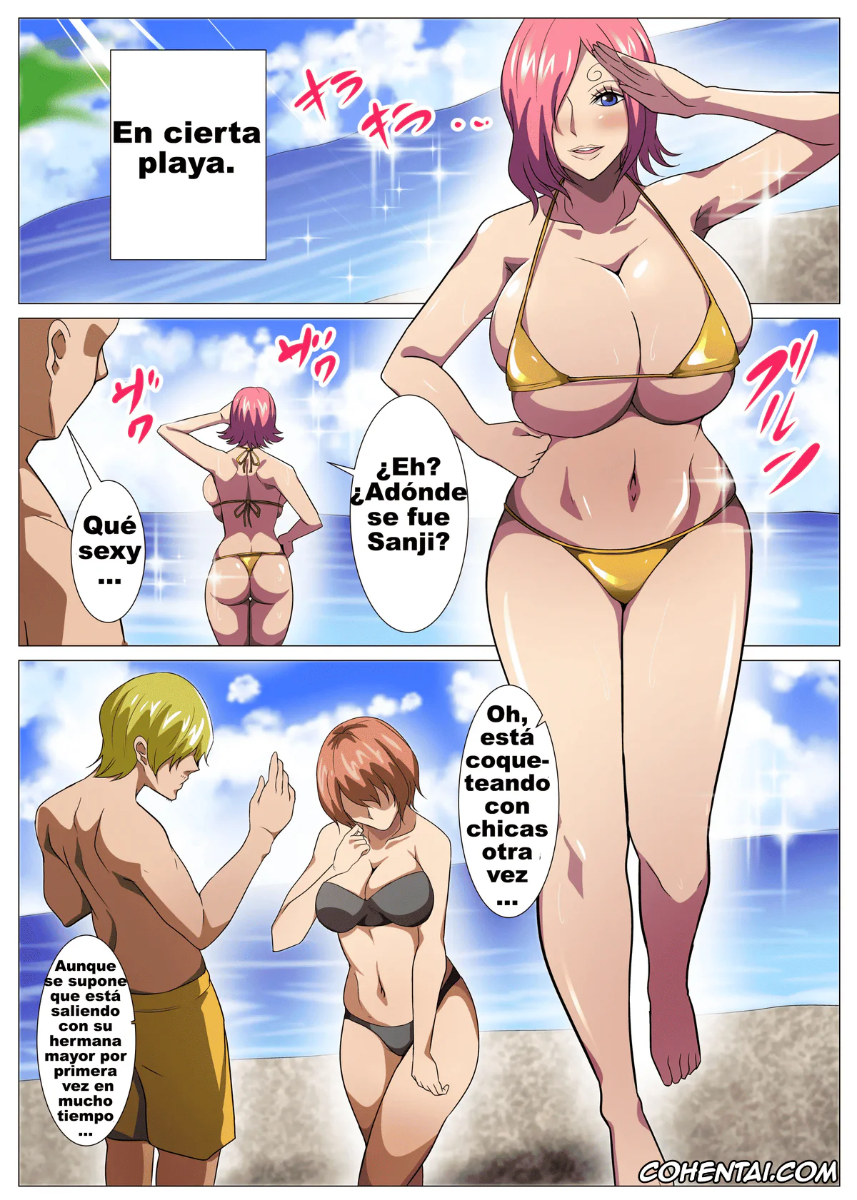 One Piece porno, Reiju Vinsmoke porno, Bakunyuu Onee-san no Asedaku Ecchi (One Piece), pagina 2
