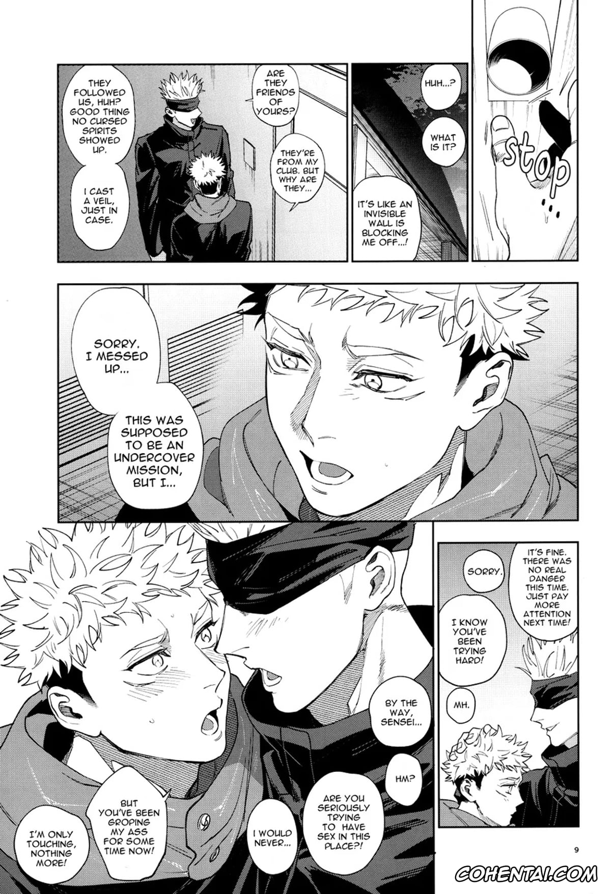 Jujutsu Kaisen porno, Satoru Gojo porno, Yuuji Itadori porno, Totsujo Nyuubu Shitekita Danshi ga Erosugite Nanmo okoranai hazu ga naku (Jujutsu Kaisen), pagina 8