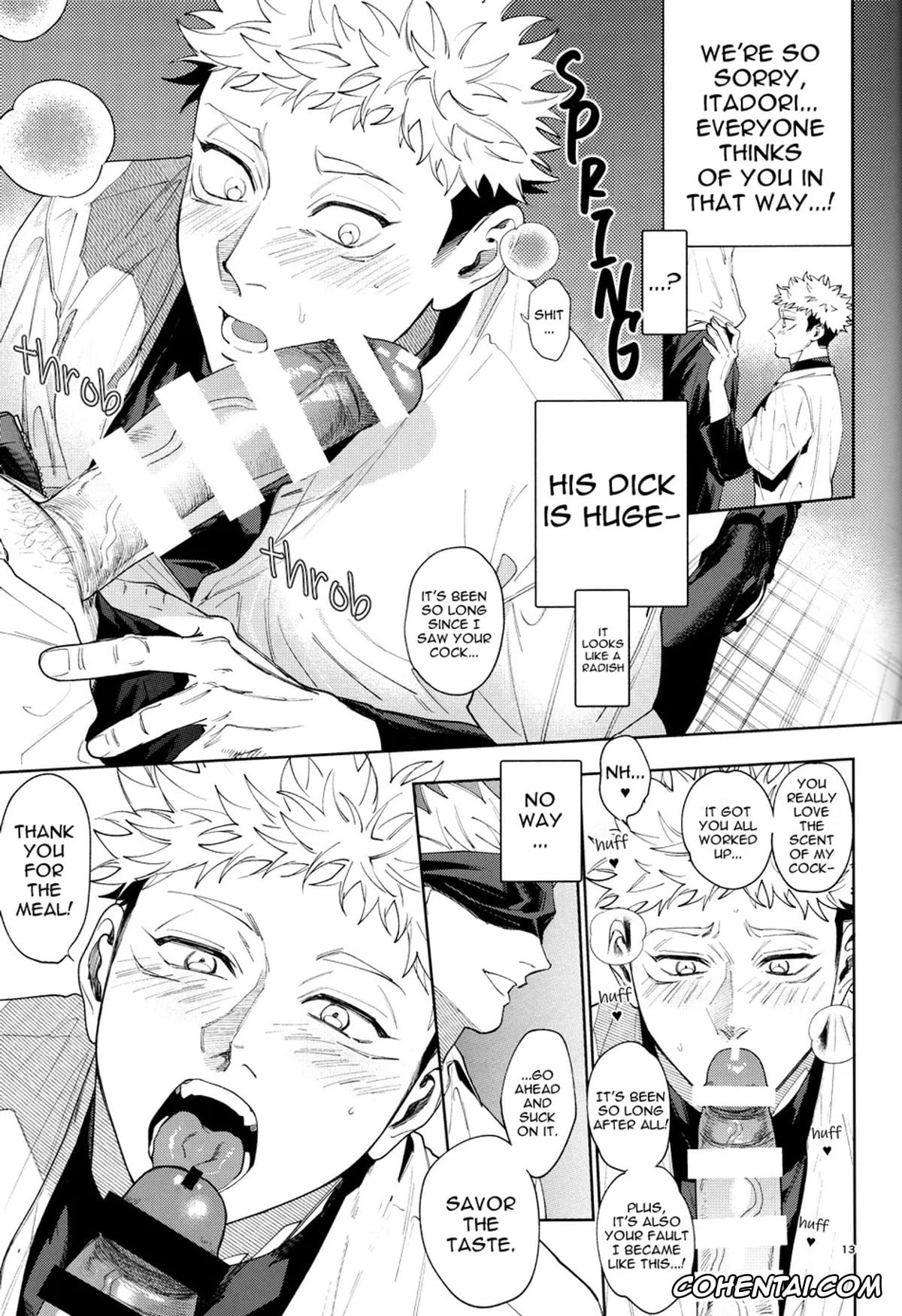 Jujutsu Kaisen hentai, Satoru Gojo hentai, Yuuji Itadori hentai, Totsujo Nyuubu Shitekita Danshi ga Erosugite Nanmo okoranai hazu ga naku (Jujutsu Kaisen), pagina 12