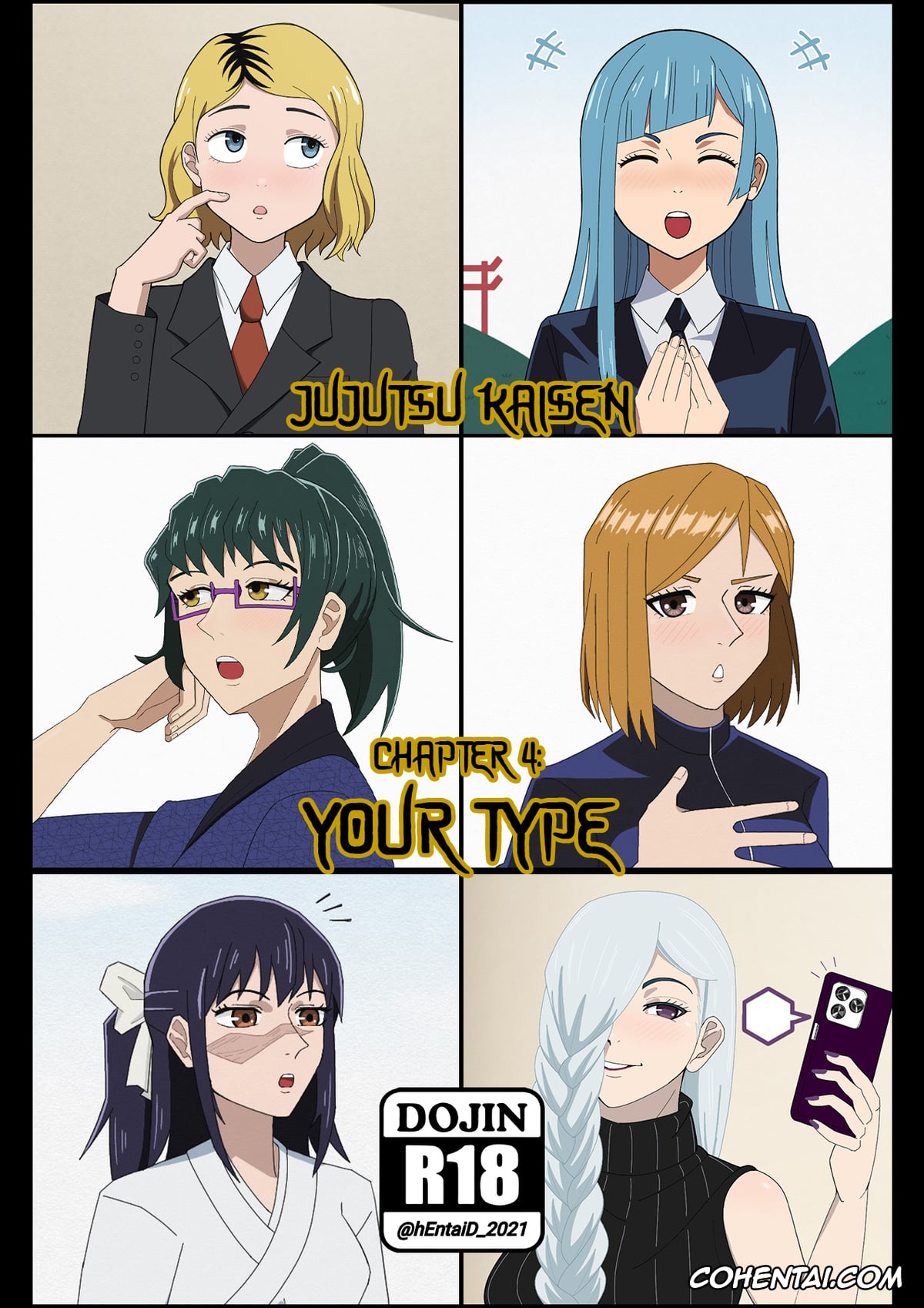 Jujutsu Kaisen xxx, Kasumi Miwa xxx, Maki Zenin xxx, Mei Mei xxx, Nobara Kugisaki xxx, Utahime Iori xxx, The City of Eternity #4 | CHAPTER 004 YOUR TYPE (Jujutsu Kaisen), pagina 1