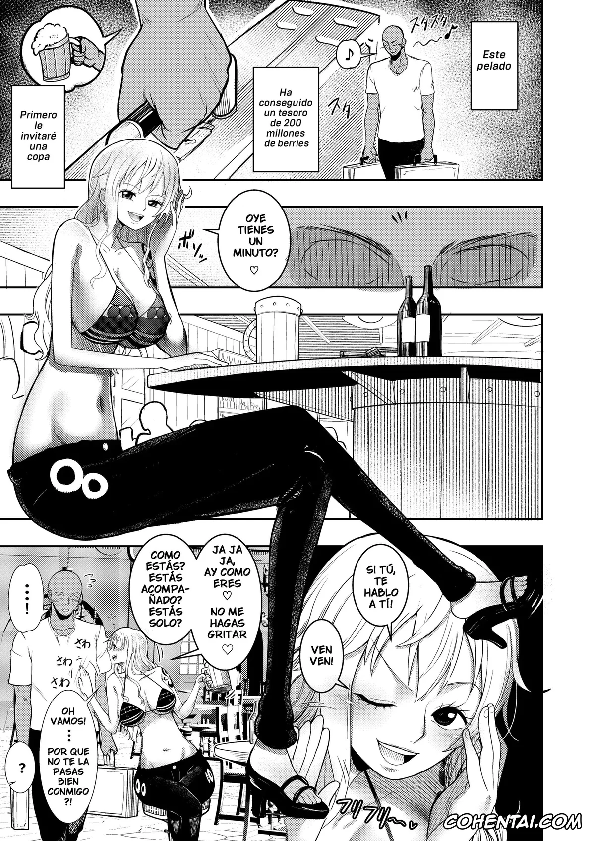 One Piece hentai, Nami hentai, Hage Mob to Nami-san Wakarase Honban Yakyuuken (One Piece), pagina 3