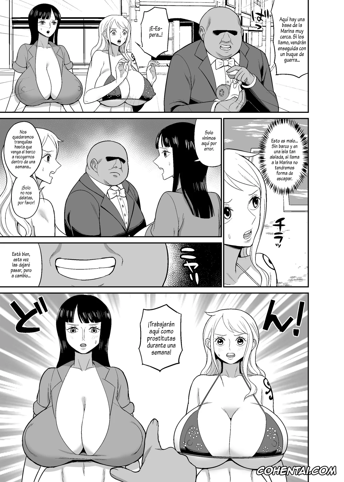 One Piece xxx, Nami xxx, Nico Robin xxx, Ichi Oku Berī Kasegu made Derarenai Fūzoku Shima (One Piece), pagina 4