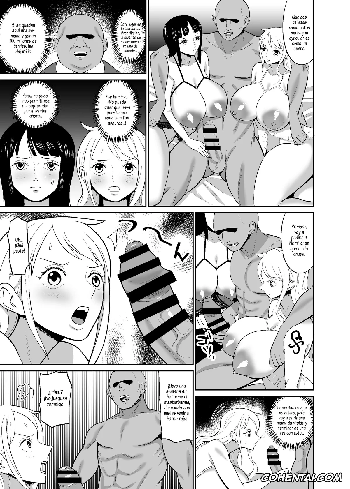 One Piece hentai, Nami hentai, Nico Robin hentai, Ichi Oku Berī Kasegu made Derarenai Fūzoku Shima (One Piece), pagina 6