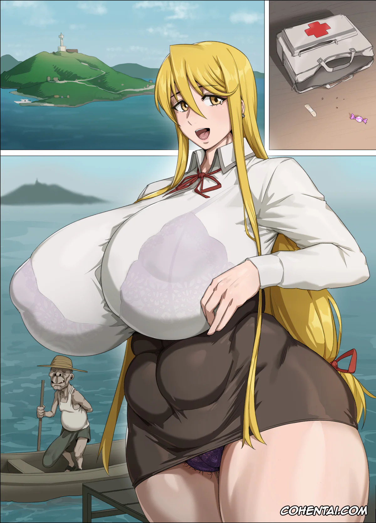 Highschool Of The Dead hentai, Shizuka Marikawa hentai, Shizuka Marikawa And The Old Man On The Remote Island (Highschool of the Dead), pagina 3