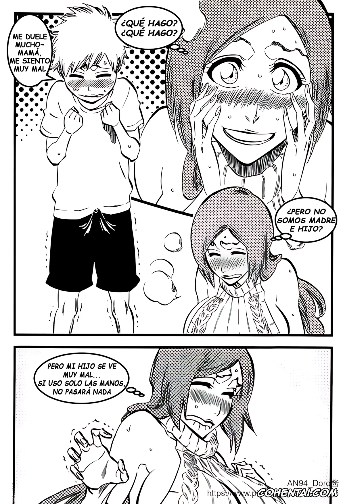 Bleach xxx, Kazui Kurosaki xxx, Orihime Inoue xxx, Mamá, me pica aquí… El diario de «atenciones sexuales» de Inoue. (Bleach), pagina 10