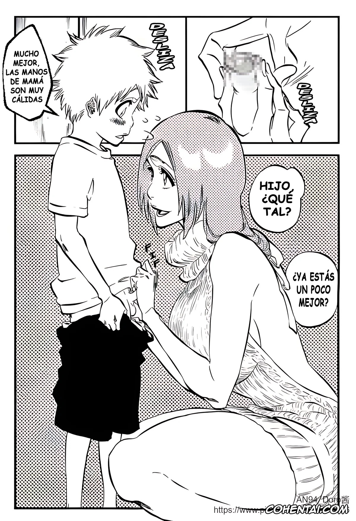 Bleach xxx, Kazui Kurosaki xxx, Orihime Inoue xxx, Mamá, me pica aquí… El diario de «atenciones sexuales» de Inoue. (Bleach), pagina 13