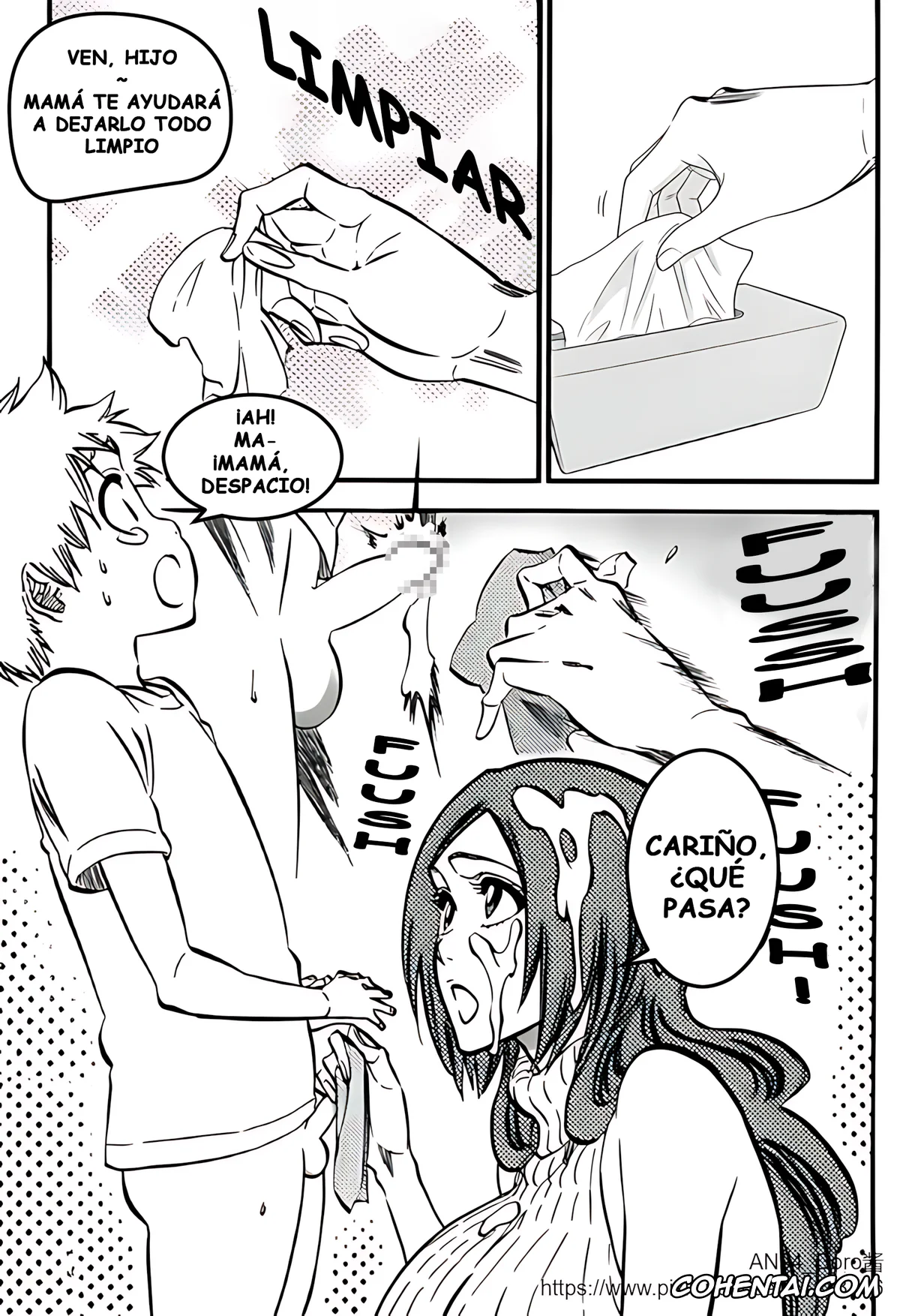 Bleach xxx, Kazui Kurosaki xxx, Orihime Inoue xxx, Mamá, me pica aquí… El diario de «atenciones sexuales» de Inoue. (Bleach), pagina 19
