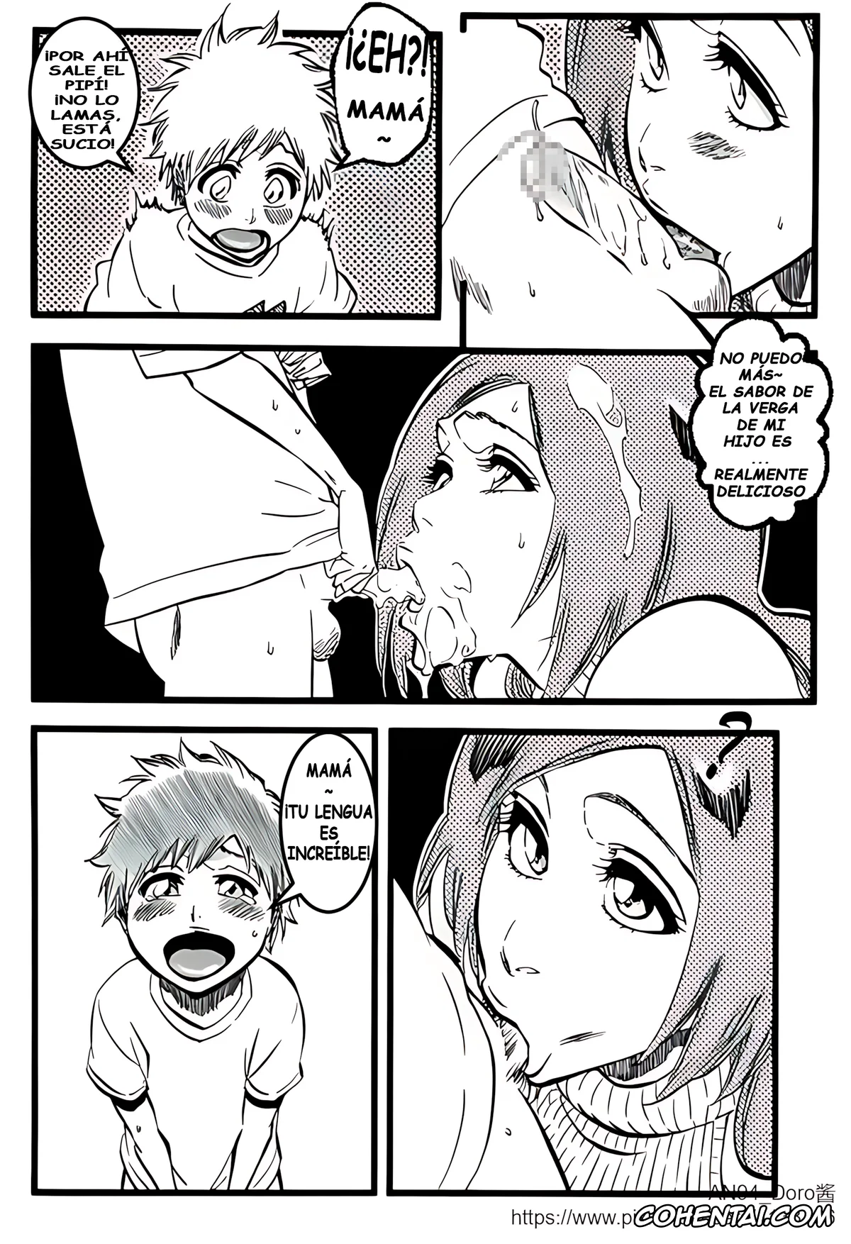 Bleach xxx, Kazui Kurosaki xxx, Orihime Inoue xxx, Mamá, me pica aquí… El diario de «atenciones sexuales» de Inoue. (Bleach), pagina 25