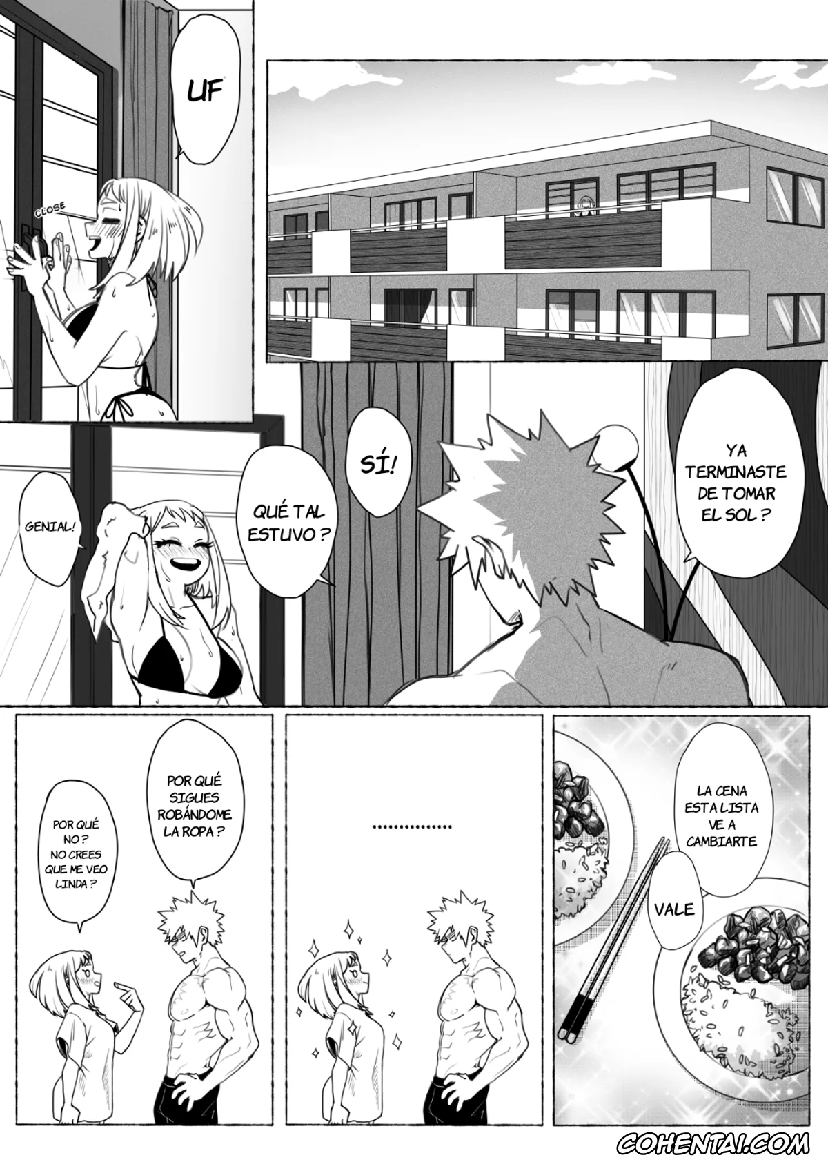 My Hero Academia | Boku No Hero Academia hentai, Katsuki Bakugou hentai, Ochako Uraraka hentai, A mi novia le gusta usar mi ropa y eso me excita (Boku no Hero Academia), pagina 3
